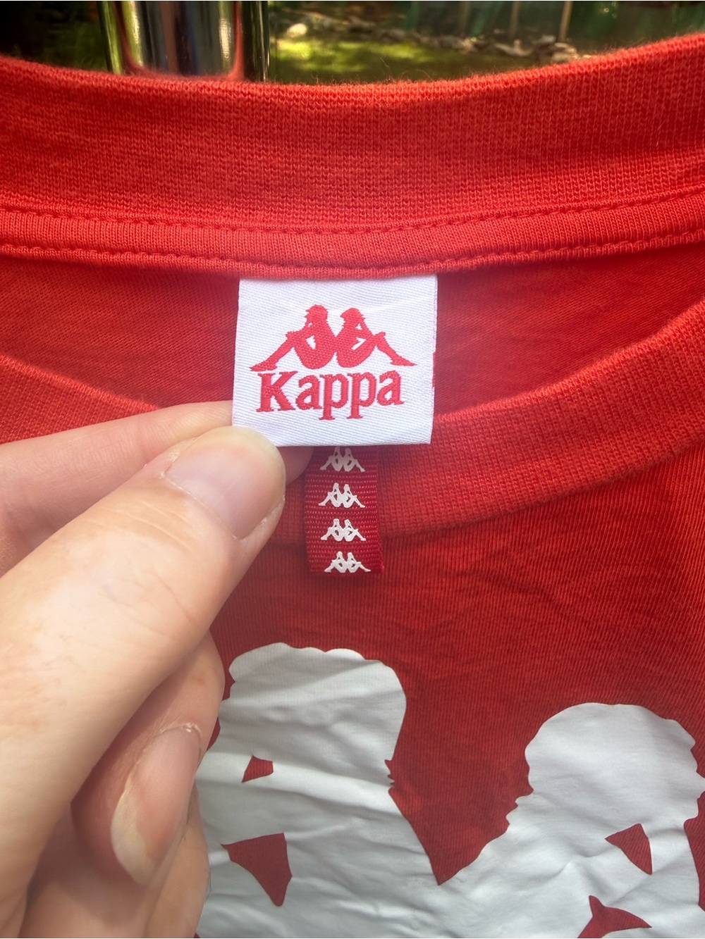 Kappa Red and Burgundy Block Short Sleeve Logo Tee - Picture 2 of 3